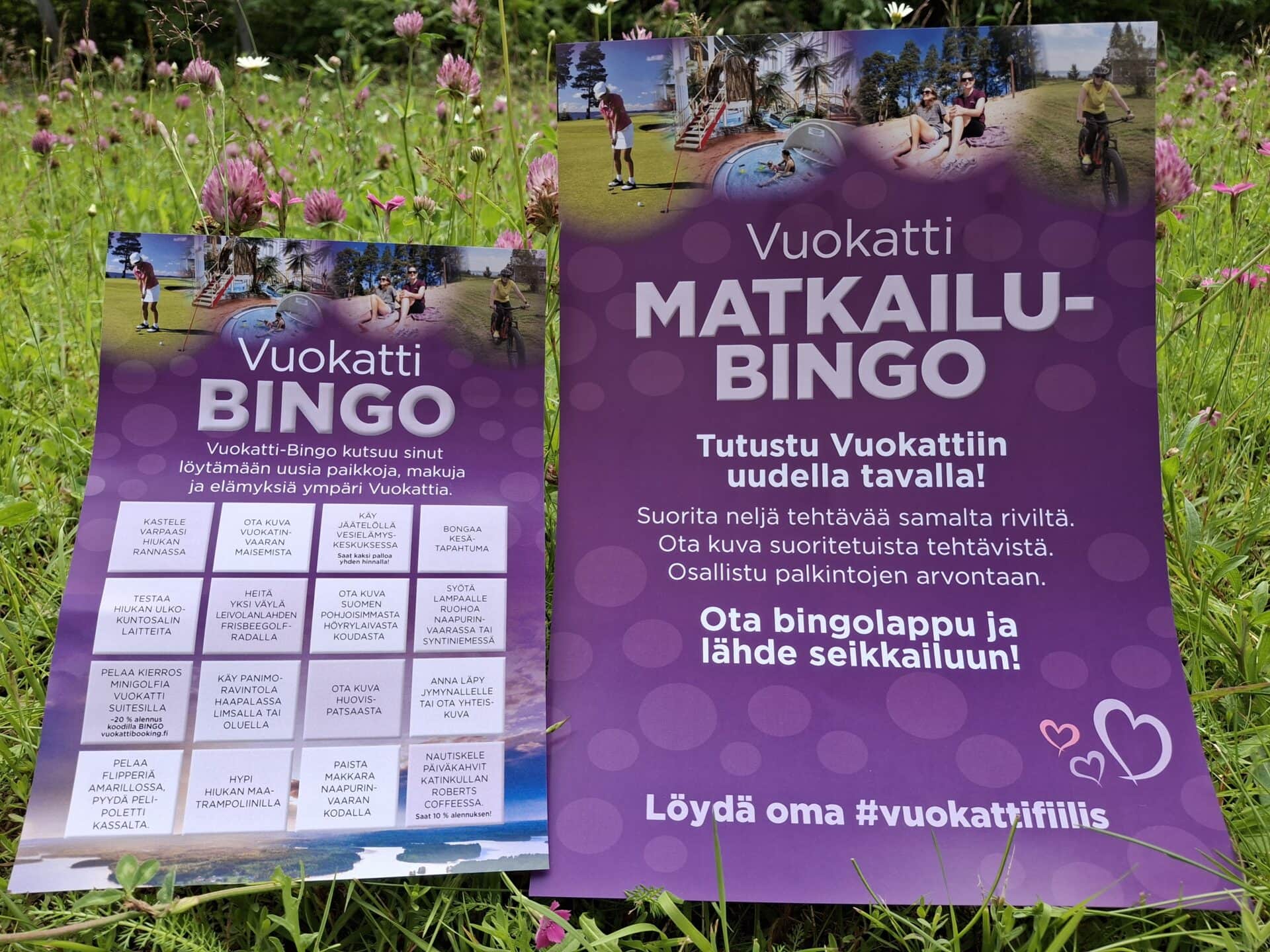 Valokuva Vuokatti bingolapusta sekä julisteesta